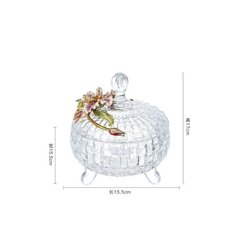 Transparent art glass candy jar Tall food grade storage jar Delicate storage jar Household