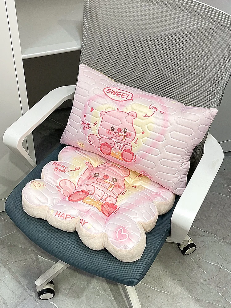 

Cute Latex Cuion Breathable Ice Silk Cooling Pad Chair Mat Office Summer Long Sitting Chair Pad Home Use Ice Pad