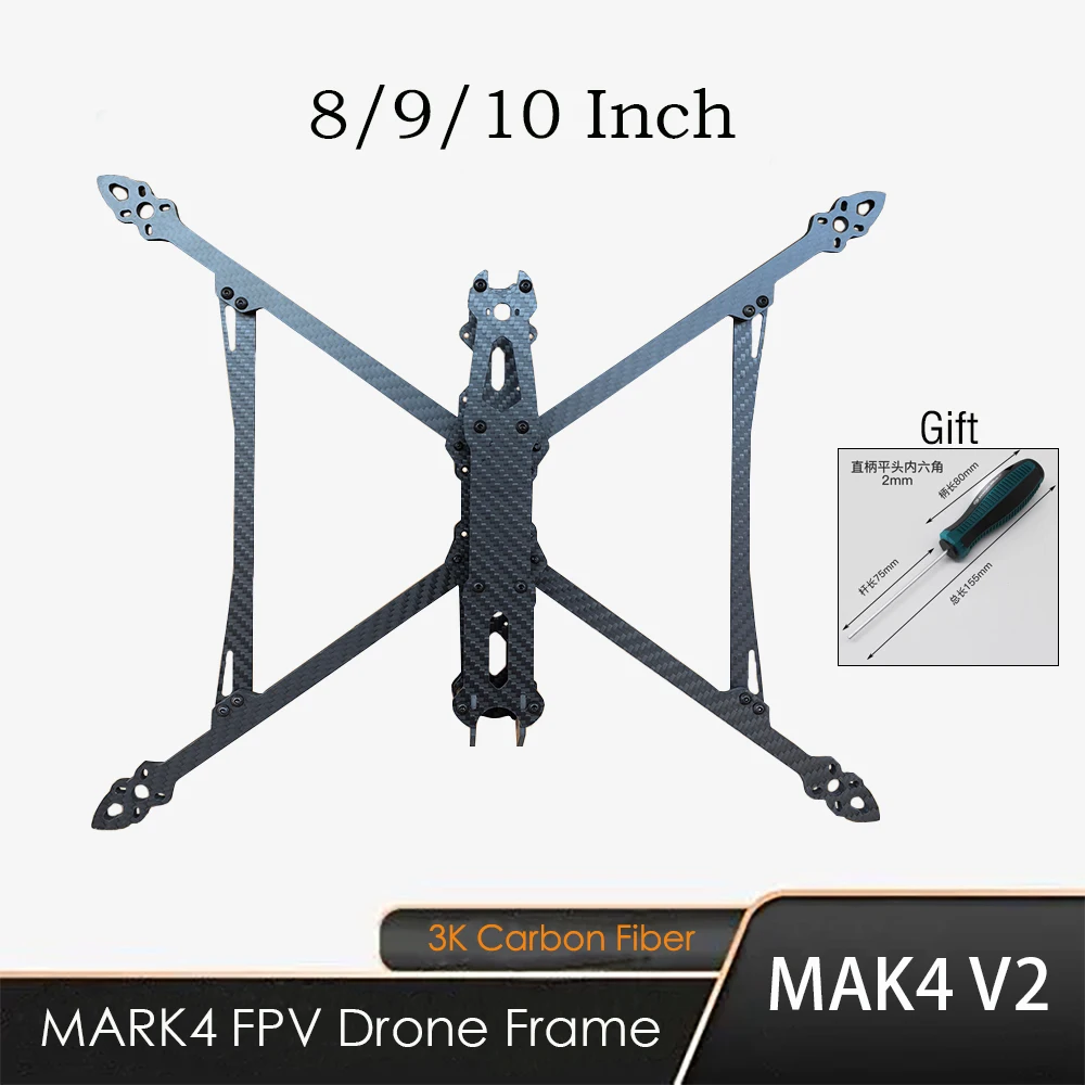 

MAK4 V2 MARK4 FPV Drone Frame KIT 8/9/10inch 367/387/427mm Carbon Fiber For RC FPV Freestyle Long Range Racing Drone Quadcopter