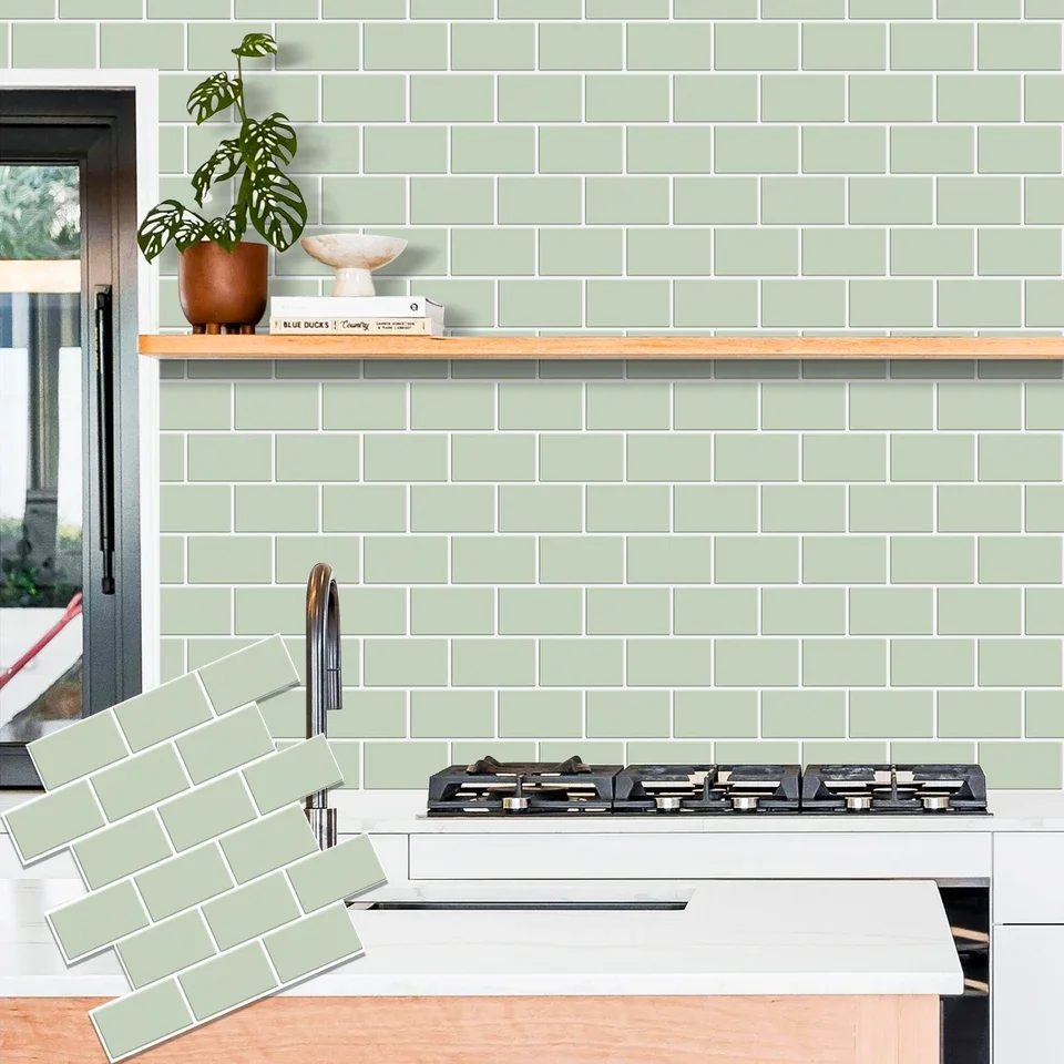 5 pieces subway style 3D wall stickers self adhesive waterproof PET sheets for kitchen backsplash RV interior bathroom tile deco view 2