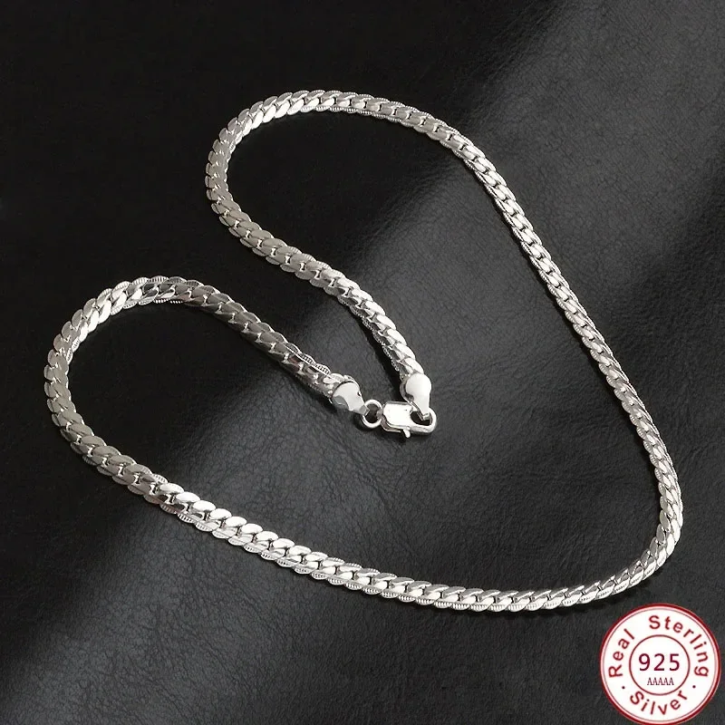 

Customizes Silver Color Jewelry Tone Men Chain Women,5MM All Side Male Necklace With S925 Fashion Christmas Gift Jewelry