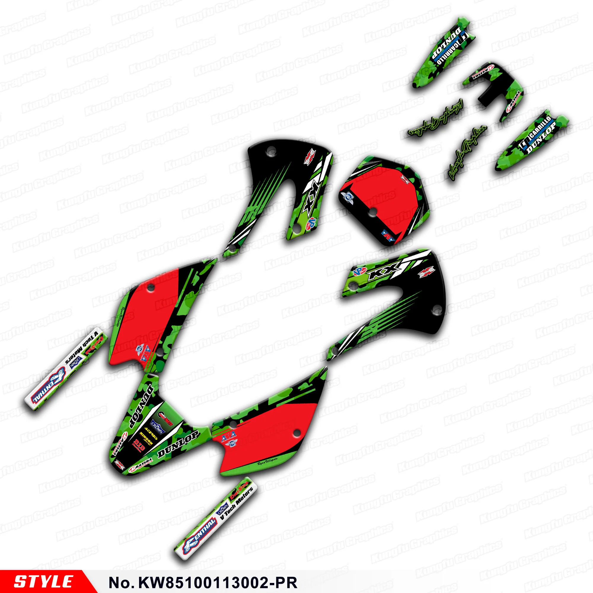 

Motorcycle Decals Laminated Decals for Kawasaki KX 85 100 2001-2013, KW85100113002-PR