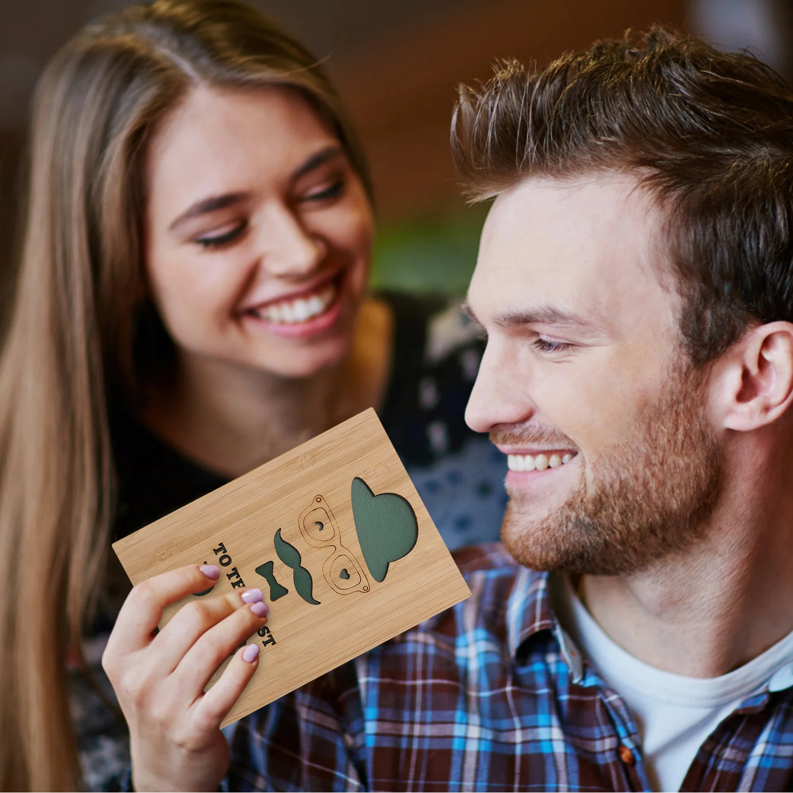 

1pcs Wooden Greeting For Dad Lightweight Fathers Day Blessing Card Wood Greeting Card For Father Printing Craft