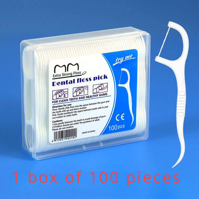 

2024 new Ultra fine dental floss box containing 100 high tensile round thread food grade disposable dental floss sticks