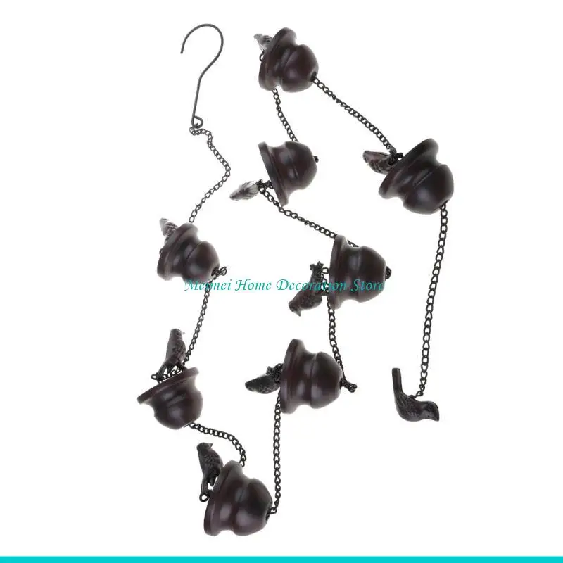 

H7BF 240cm Metal Bird Rain Chain Decoration Roof Metal Gutter Drainage Downspout Tool with Hanger for Garden Park Home Roof