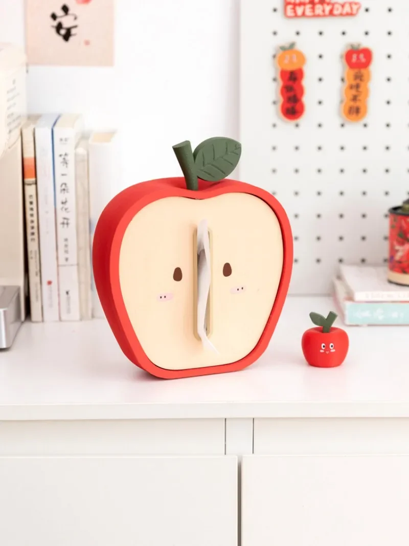 3D Printed Apple-Shaped Tissue Box Napkin Holder Desktop Organiser Paper Tissue Organizer for Home Office Living Room Decor Gift