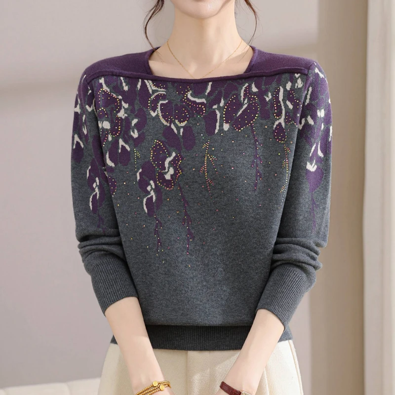 

Geometry Print Sweaters Autumn Spring Soft V Neck Knitwears Pullover Pull Femme Female Casual Jumper Long Sleeve Women's Sweater