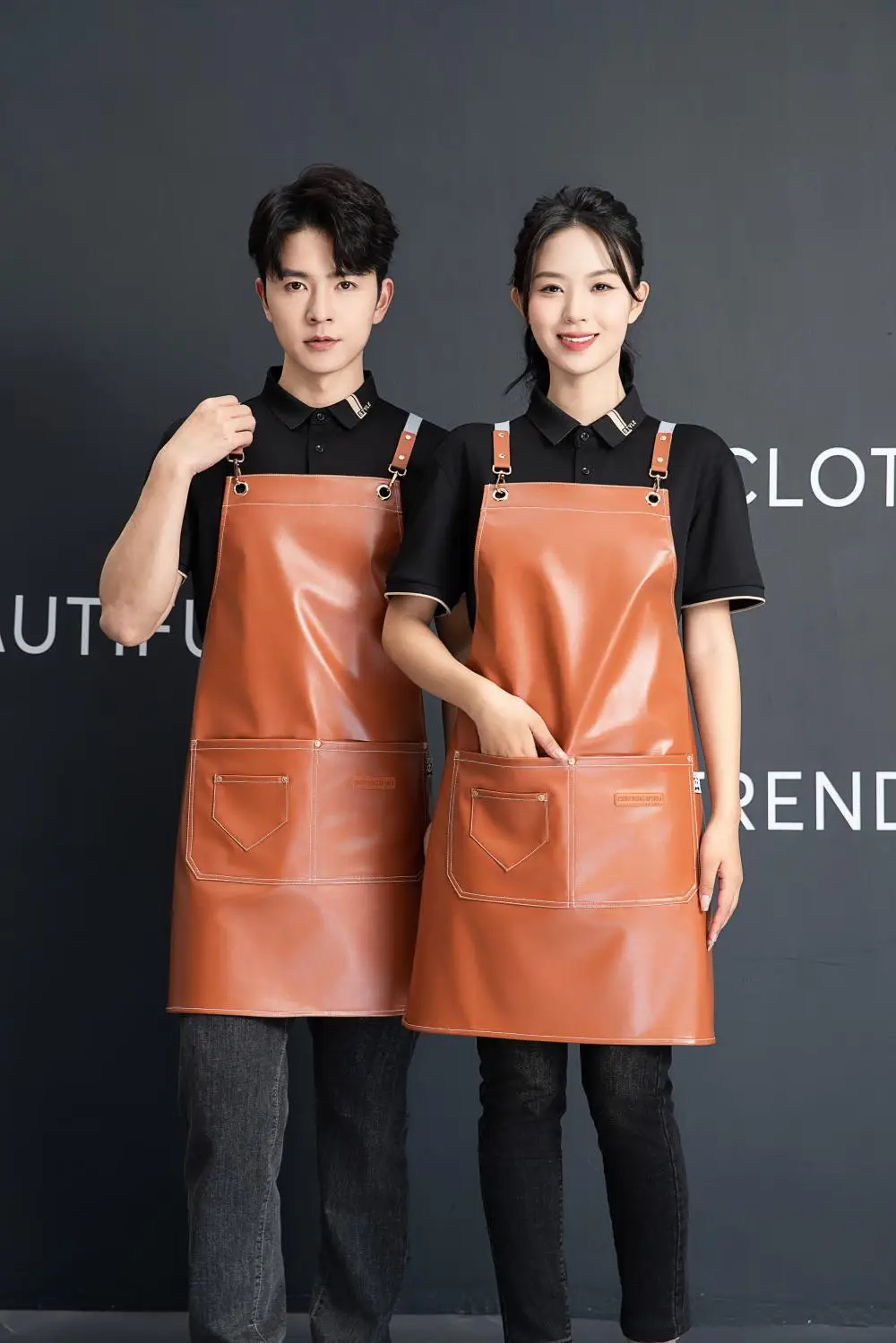 Customized your logo new fashion casual men and women soft leather apron