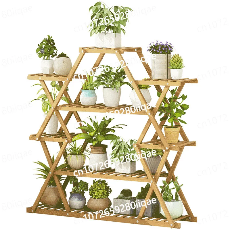 

Balcony flower stand Shelf Household flower pot stand Solid wood decoration Succulent green dill flower stand Indoor multi-layer