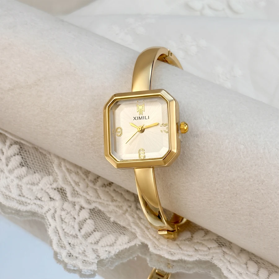 Stylish Square Domed Glass Dial Bangle Analog Ladies Wrist Watch