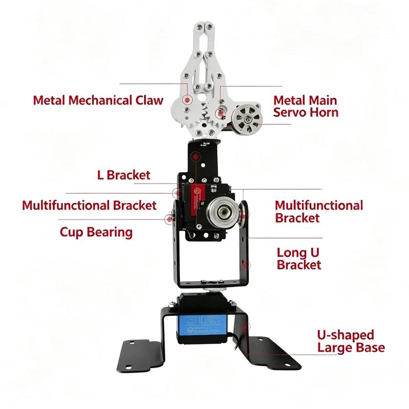 3 DOF Pan Tilt Bracket Kit Metal Mount Holder Frame Set for MG995 MG996 Servo Mechanical Robotic Arm Smart Robot DIY