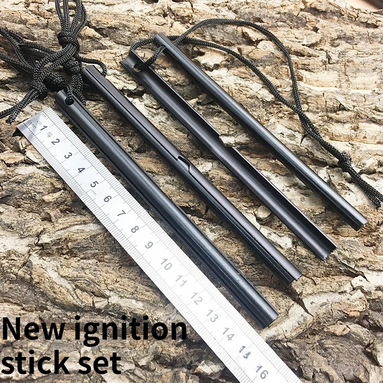 NEW Outdoor Flint Magnesium Stick Set with Curved Scraper Camping Survival Fire Tool Set