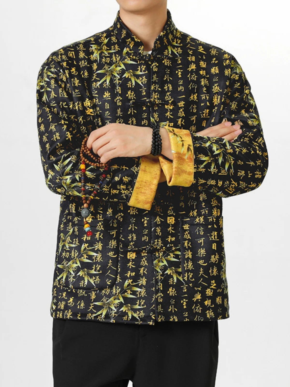 

Новый китайский костюм Sle Tang, мужской осенне-зимний улучшенный костюм Hanfu Jaet, ретро-вышивка, воротник-стойка, пуговицы, пальто Zhongan