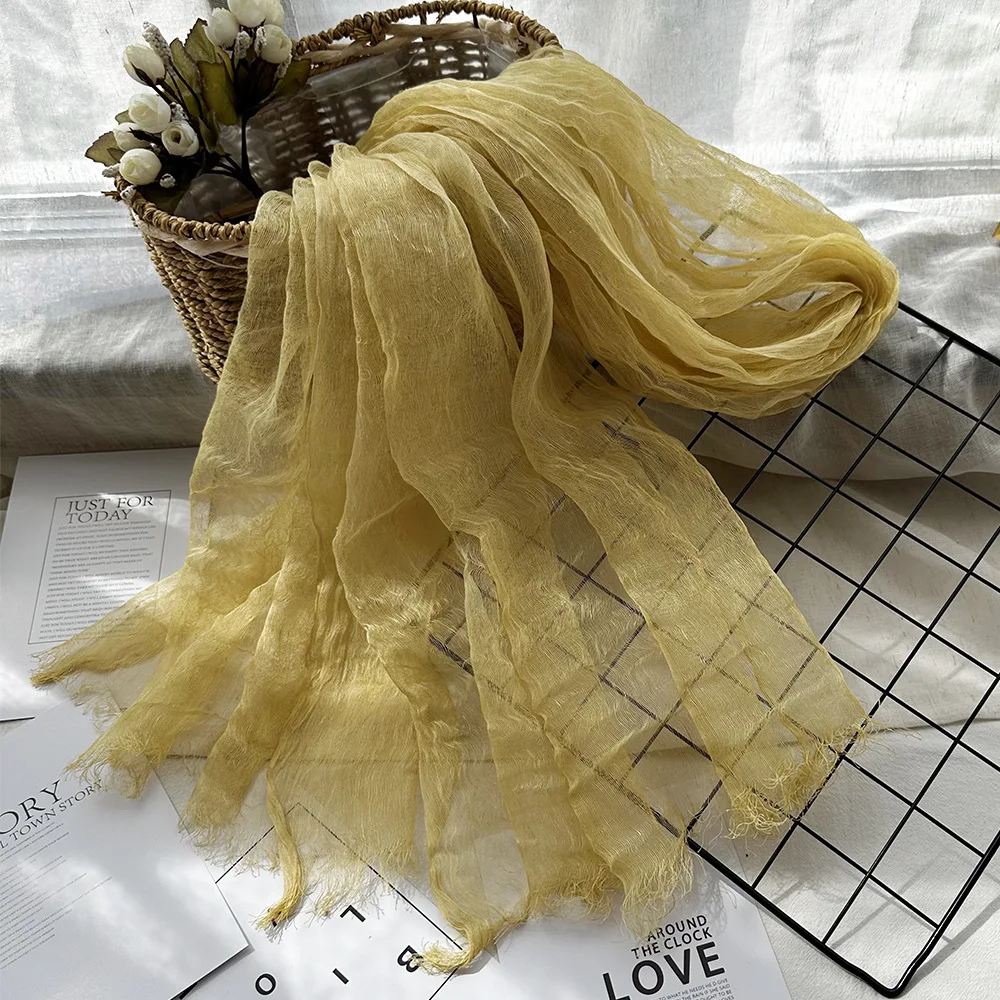 

Women Light And Breathable Scarf Pure Linen Solid Scarf Neckwear Unisex Children Spring Autumn Winter Female Foulard Wrap