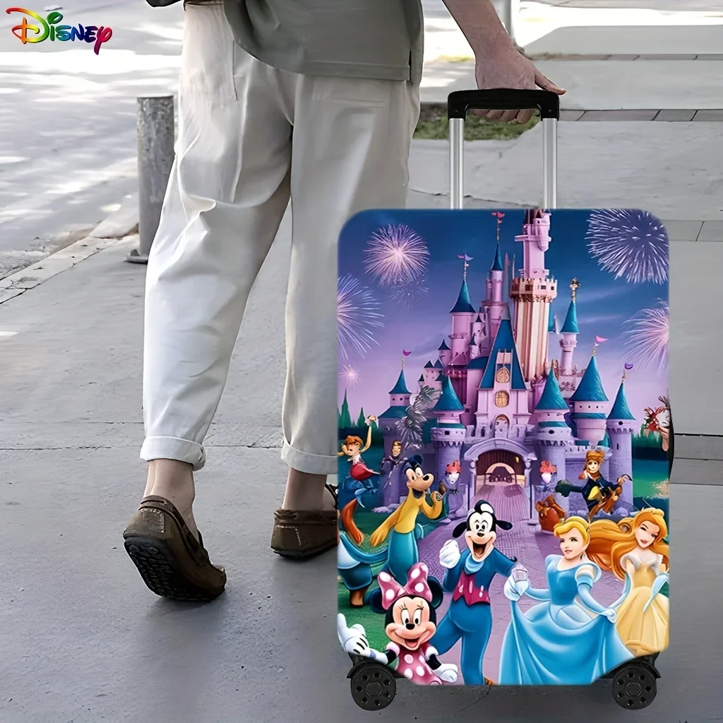 Miniso elastic dust-proof suitcase cover, Disney Mickey and Minnie cartoon durable polyester fabric protector
