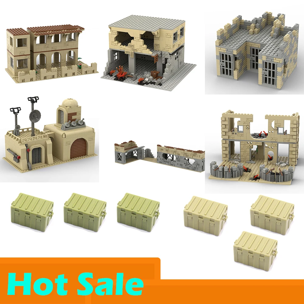 

Abandoned Ruined Army Buildings MOC WW2 Military Base DIY Scenes Building Blocks Set Parts for Soldier Figures Kids Toys