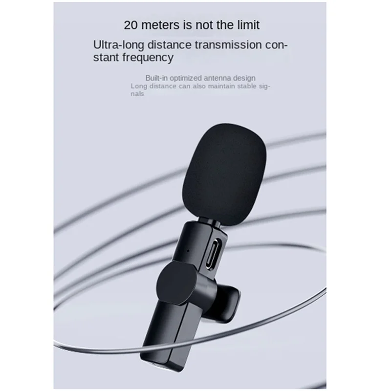 ABDQ-Wireless Lavalier Microphone Super Battery Life Microphone Suitable for IPhone IPad Android Live Recording Interview A