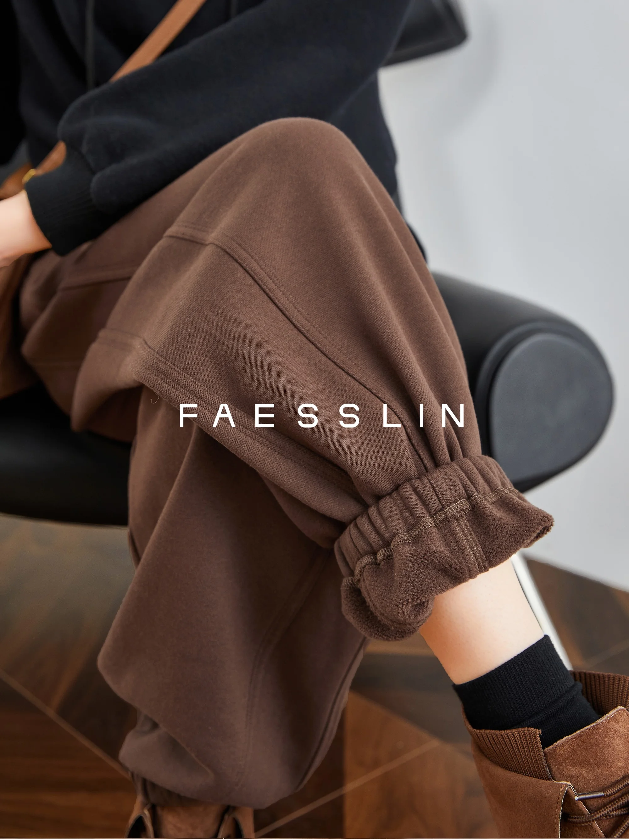 

Женские утепленные брюки FALIN Fce на флисовой подкладке, осенне-зимние, свободного кроя, с завязками, длинные штаны