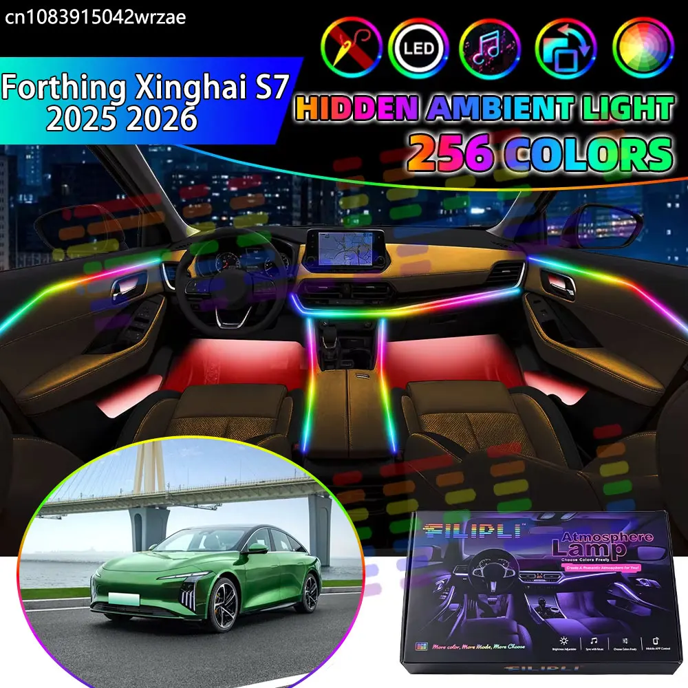 For Forthing Xinghai S7 2025 2026 RGB Car Interior Ambient Lights Strips Breathing Lighting Kit App Control LED strips Auto Part