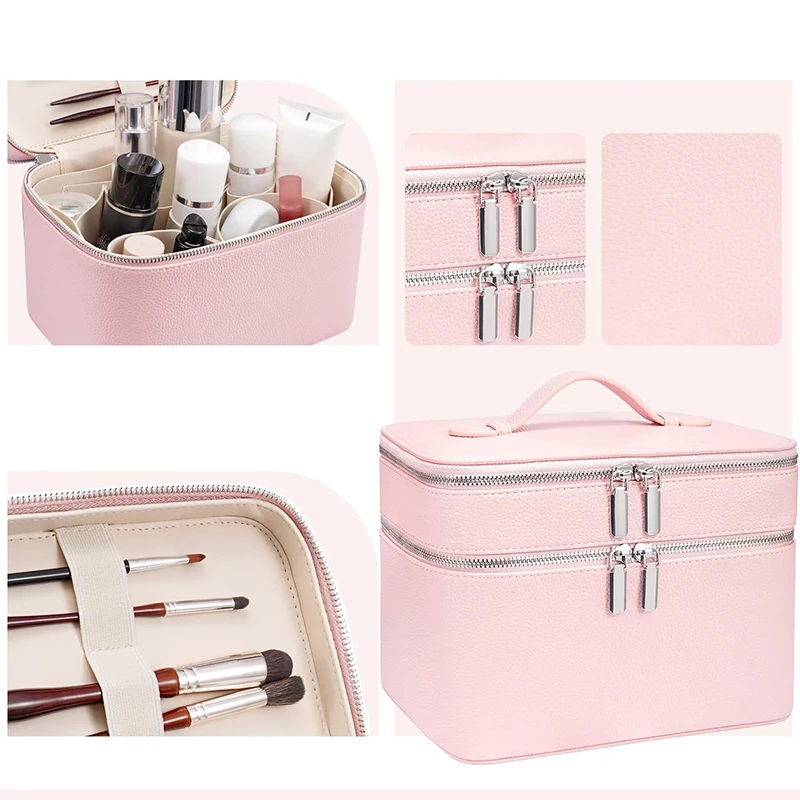 New portable professional makeup bag skincare tool bag beauty and eyelash storage box multi partition double-layer makeup bag