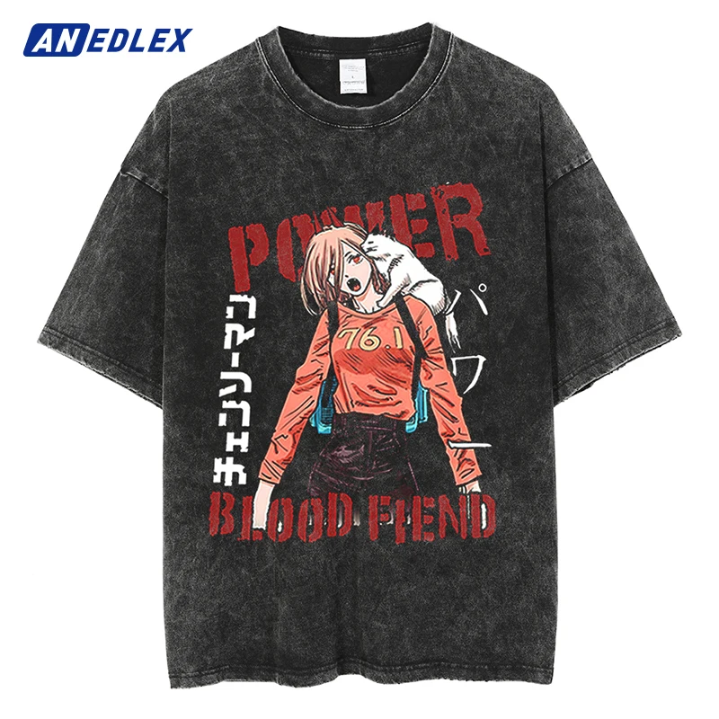 

Harajuku Streetwear Fashion Vintage T Shirt Japanese Anime Chainsaw Man Tshirt Men Hip Hop Summer Casual Cotton T-Shirt Tops Tee