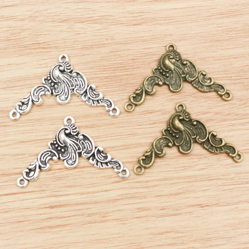 5pcs 42x25mm Antique Silver Plated Bronze Plated Flower Style Connector Handmade Charms Pendant:DIY for bracelet necklace