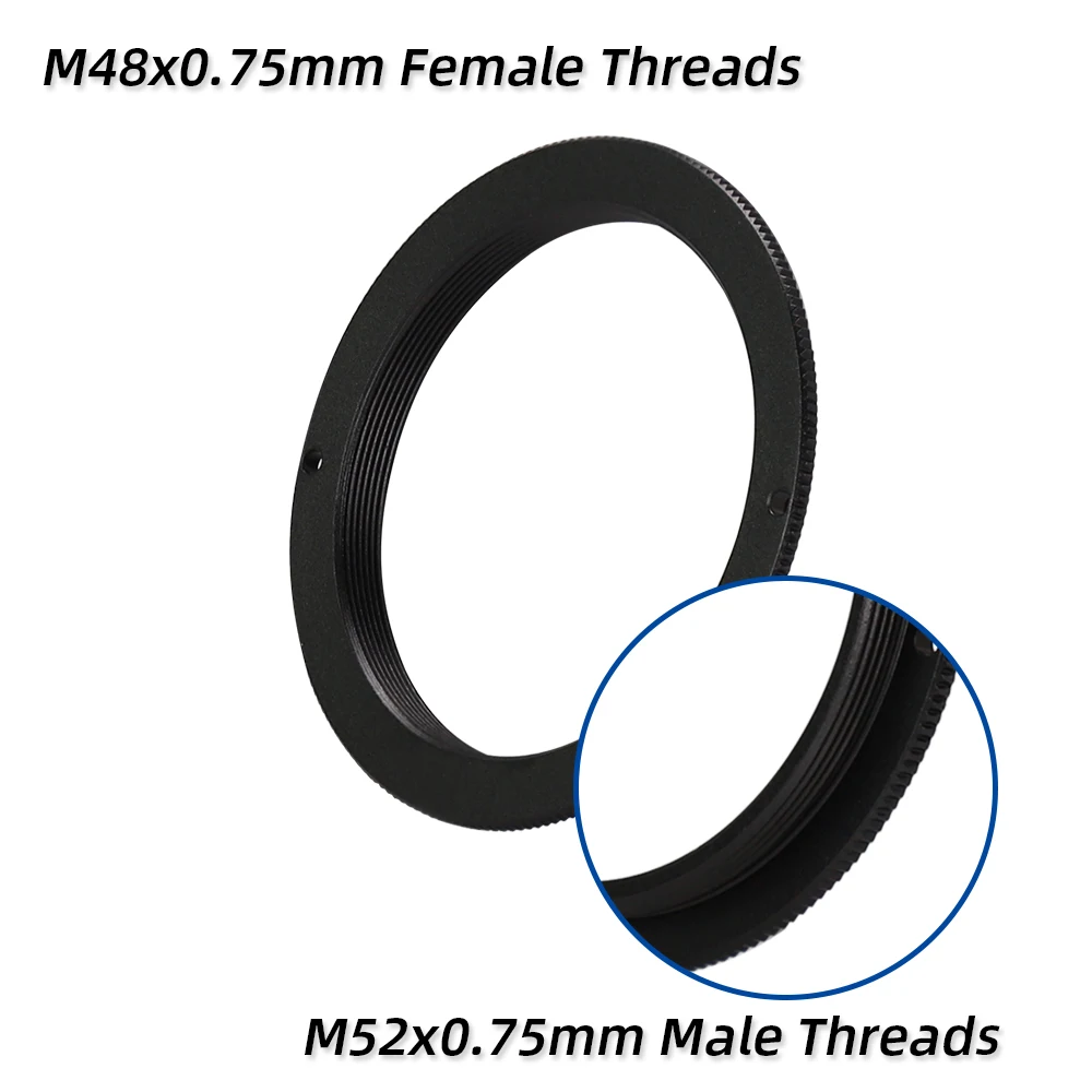 EYSDON 스레드 T-링 어댑터, M48 * 0.75mm 변환, M52 * 0.75mm 망원경 스레드 변환기 변환-#95743