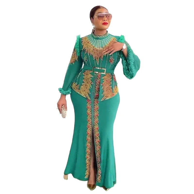 

African Dresses For Women 2025 Fashion Elegant Luxury Robe Muslim Abaya Dashiki Clothing Plus Size Africa Wedding Party Dress