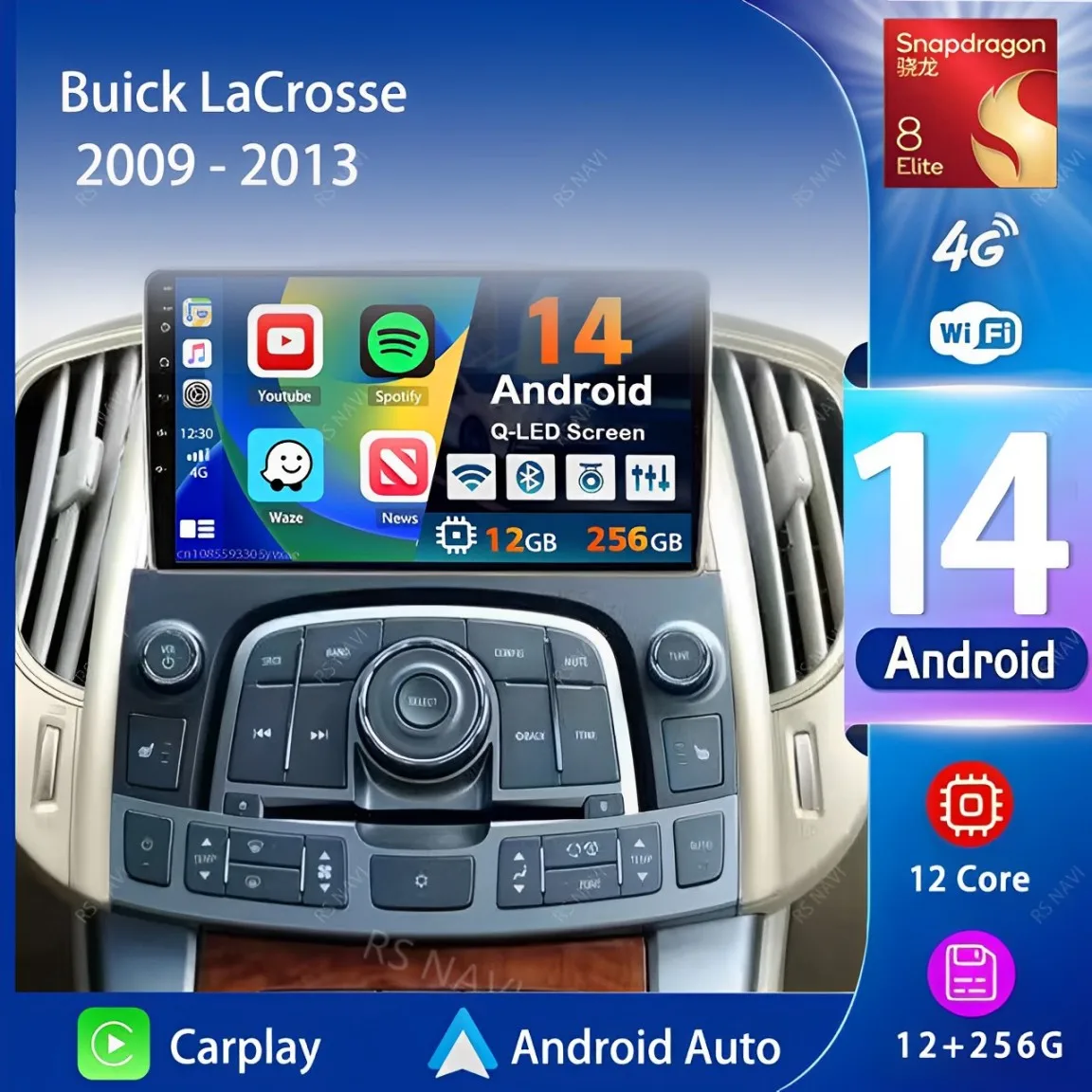 

Android 14 Carplay авто автомобильный радиоприемник мультимедийный плеер для Buick LaCrosse 2009-2013 авторадио DSP GPS навигация 2din головное устройство