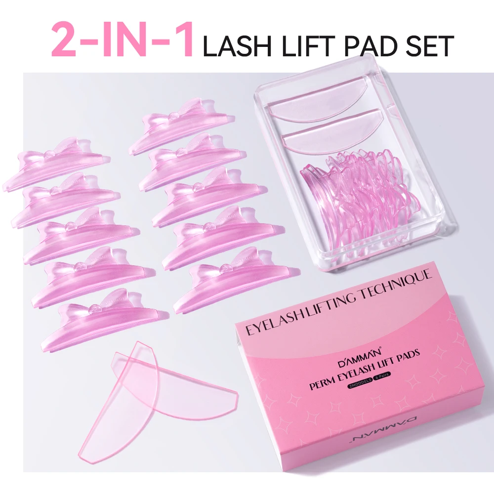 Damman 2 in 1 Self-adhesive Lash Lifting Pad Set Silicone Reusable  Eyelash Rods Shield Lash Softening Pad Lifting Eyelash Tools