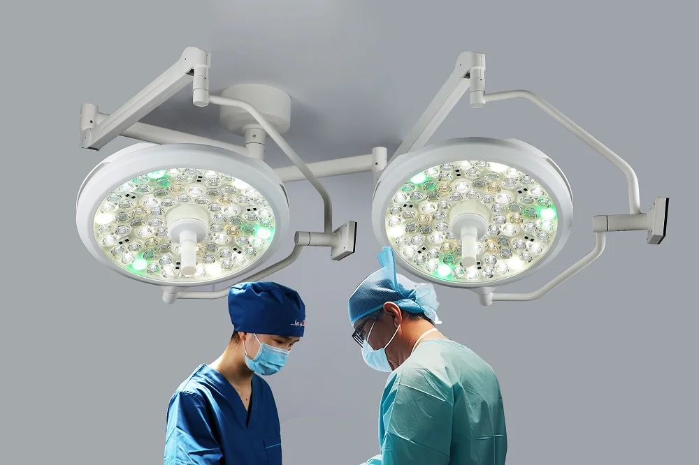 New Style Ceiling Double Head Low Temperature Shadowless Hospital LED Operating Lamp Surgical Light