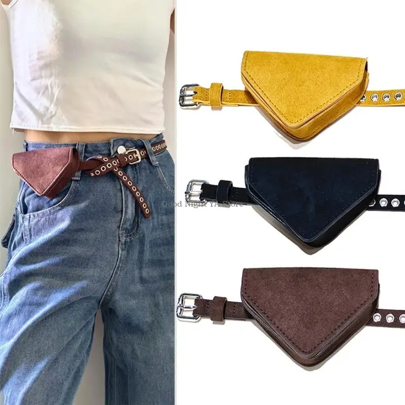 Women Waist Bag Belt PU Leather Waist Belt Pack for Office Lady Everyday Essential Large Eyelet Waistband for Pants