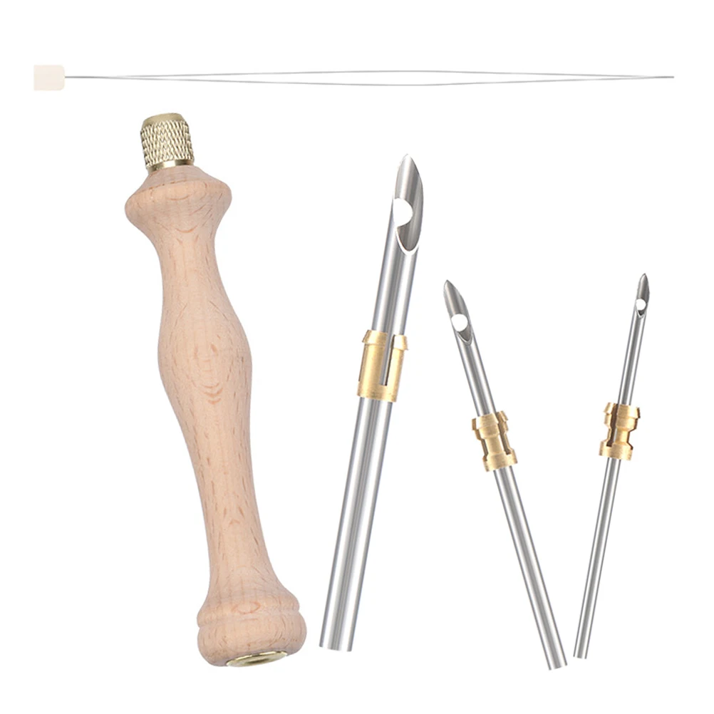 

Punch Needle Set Coarse Wool 5 Adjustable Heads Solid Wood Handle DIY Embroidery Kit Craft Tool Punch Needle Accessories Sewing