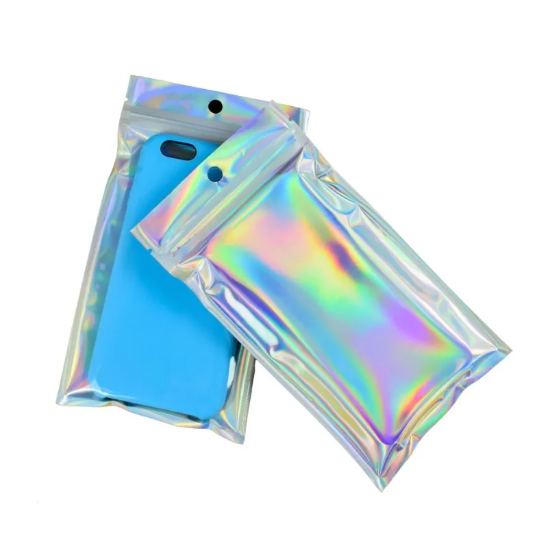 10/20/40pcs Laser Regenbogen Aufbewahrung taschen wasserdichte Reiß verschluss tasche für Schmuck Geschenke Abzeichen Lebensmittel Kopfhörer Kabel Packt asche Veranstalter