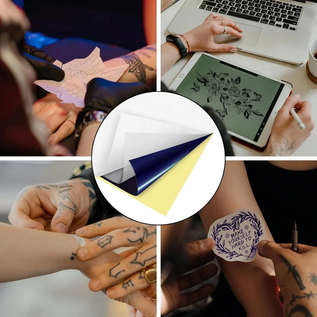 A4 Tattoo Stencil Paper 4-Layer for Machine/Hand Use, Temporary Body Art Transfer Sheets - Tattoo Studio/DIY/Cosplay