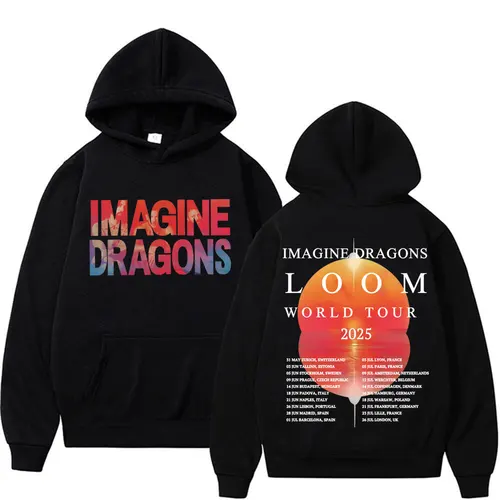 Imagine Dragons Band World Loom Tour 2025 sudaderas con capucha estampadas para hombres y mujeres ropa Vintage Hip Hop moda estética sudadera con capucha