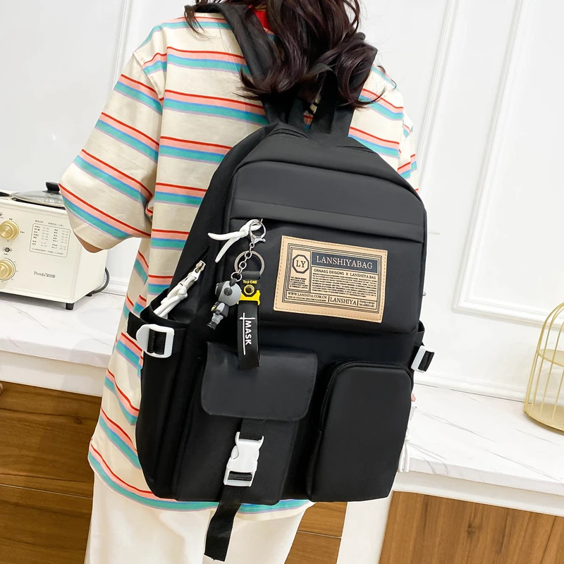 無料ペンダント5点セット 森系 韓国風 カジュアル 原宿系 学生リュック 高校生女子向け 大容量