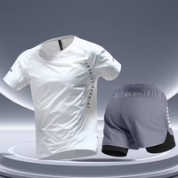 Men's T-shirt and Shorts Set 2pcs Sport Tracksuit Men's Clothing Letter Print Short Sleeve Ice Silk Shorts Streetwear Outfits
