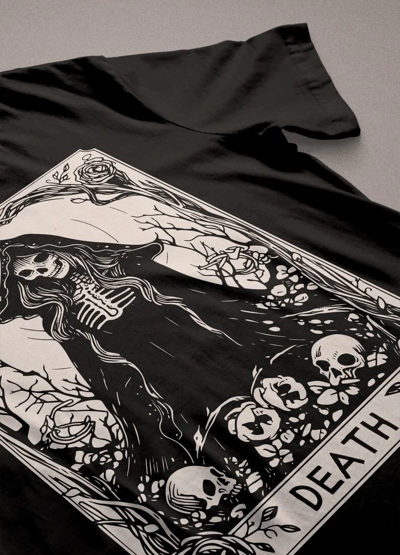 الموت التارو تي شيرت الساحرة الجمالية فستان لينة القوطية فستان الظلام التعلم عفريت الصوفي قميص الصوفي الساحرة القمم ملابس الشارع