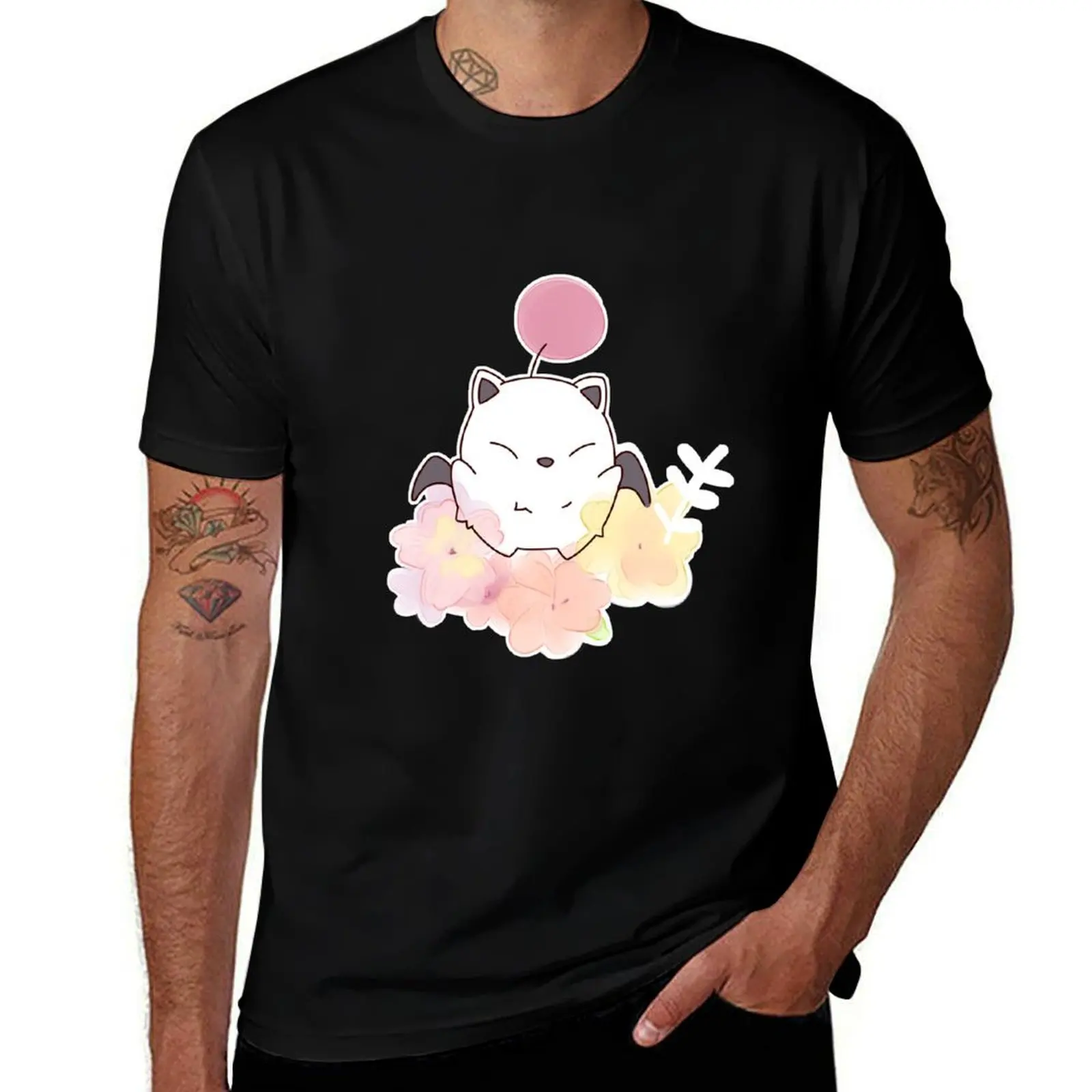 

Розовая футболка Moogle для мужчин, хлопковые забавные футболки с рисунком для мужчин, мужская футболка из 100% хлопка, футболка люксового бренда