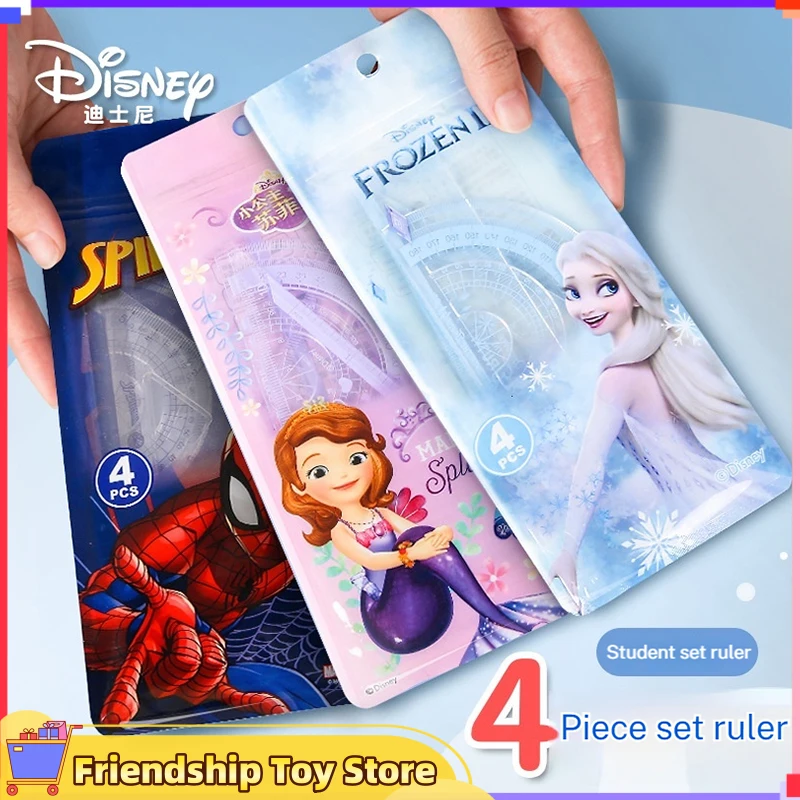 Disney Cartoon Ruler Set Student Learning Stationery Children'S Drawing Ruler Set 4-Piece Ruler Set Anime Peripherals