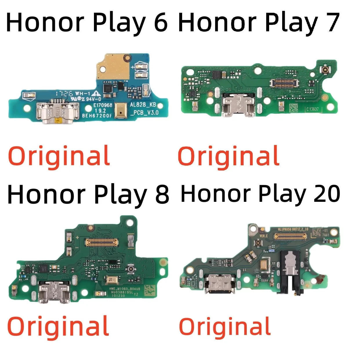 100% Original USB Charge Port Jack Dock Connector Charging Board Flex Cable For Huawei Honor 5A 5C 5X 6A 6X 7A 7X Play 6 7 8 20