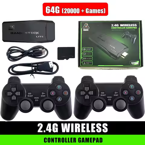 M8 4K Mini Game Stick 20000+ Games Built-in with Twin 8-128 Emulators 2.4G Wireless Controllers Video Game Console for PS1 N64
