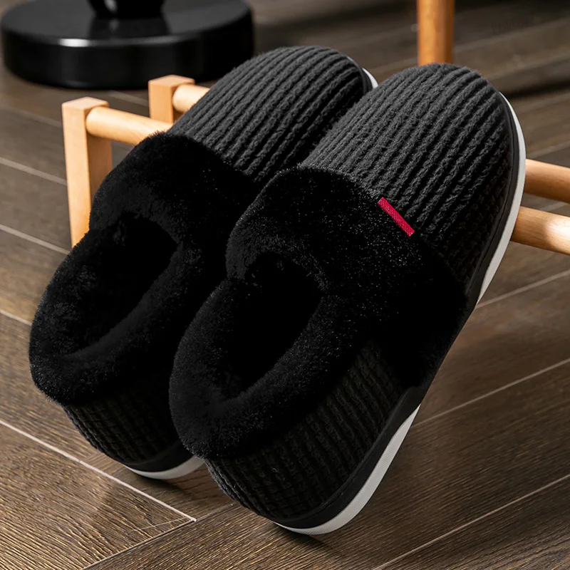 Winter Home Slippers for Women Bedroom Anti-slip House Cotton Shoes Warm Plush Couples Indoor Slippers