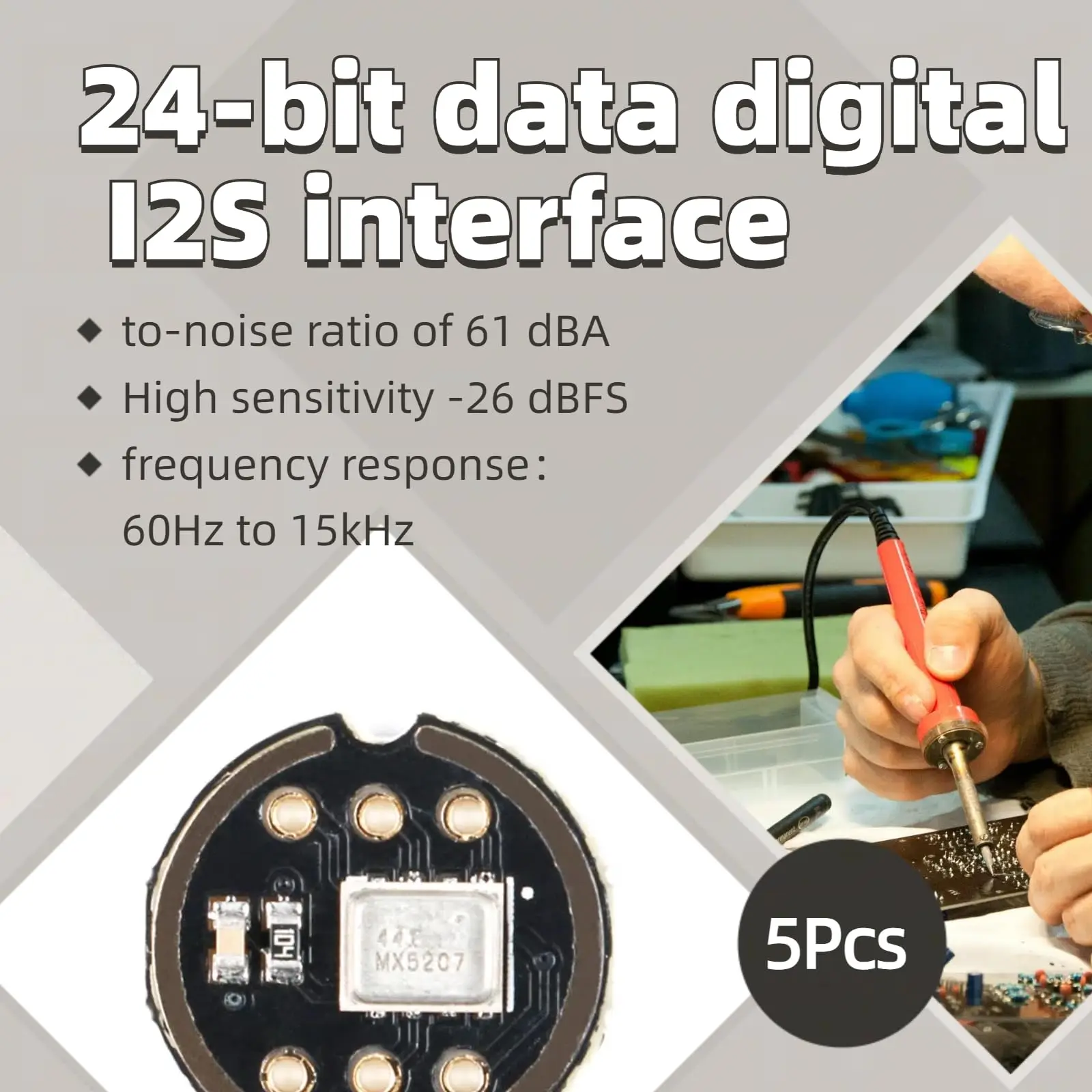 INMP441 Omnidirectional Microphone Module MEMS I2S Interface Supports ESP32 High Precision Low Power Digital Output