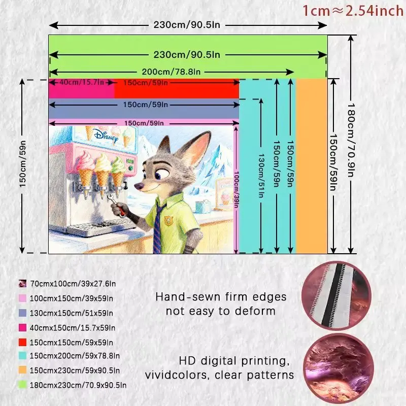 1 قطعة Zootopia نيك وايلد آلة الآيس كريم نسيج. لوحة فنية جدارية كرتونية من كاواي ديزني، هدية ديكور غرفة بوليستر حديثة للمعجبين. #5