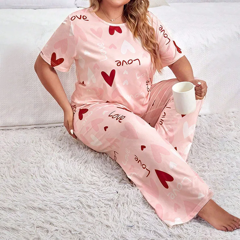 

Pyjama Femme Ensemble Short Sleeve Sleepwear Woman Pajamas Set Home Wear Set Big Size Women's Pajamas Summer Ladies Pyjamas Pjs