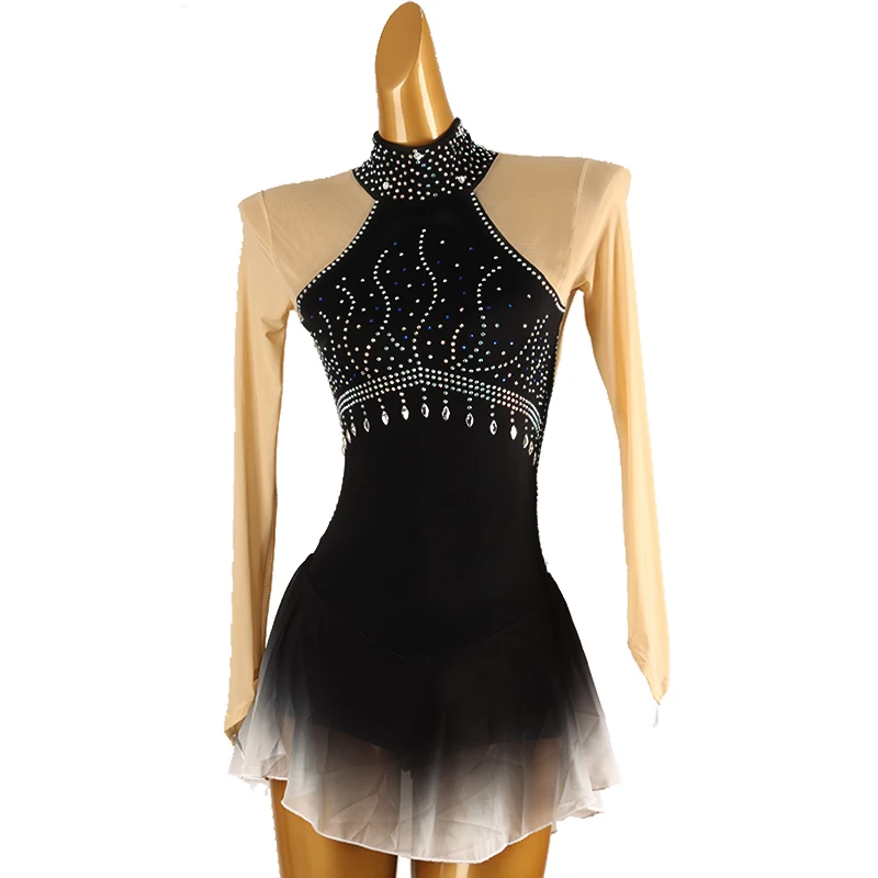 Figure Skating Dress purple Women girl Ice Skating Dress Gymnastics Costume custom crystal rhinestone b289