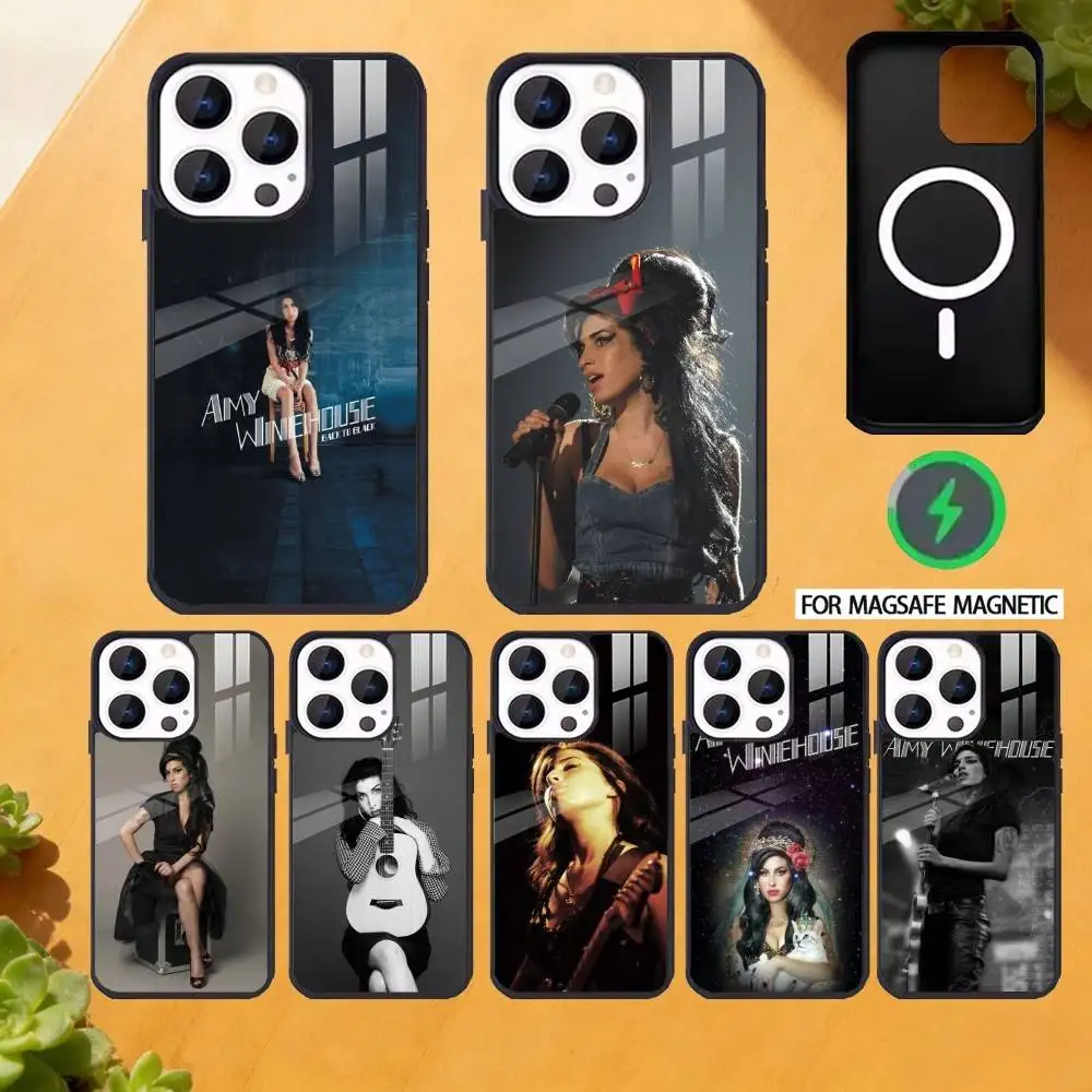 

British Singer A-Amy W-Winehouse BacktoBack Phone Case For iPhone 17 16 15 14 13 12 Pro Max PlusforMirrorWireless Magnetic Cover