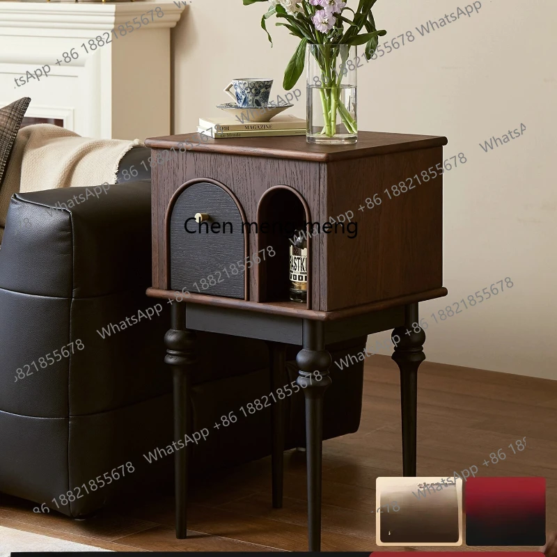 

French retro solid wood sofa side few medieval living room side cabinet narrow cabinet bedside shelf